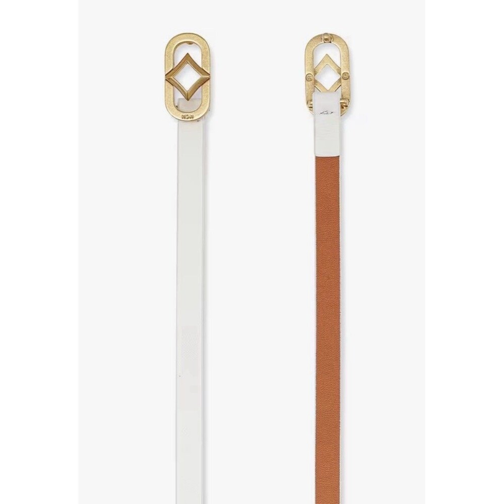 MCM White Diamond Buckle Belt in Spanish Calf Leather 85CM Retail $350 Warranty